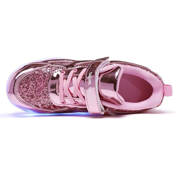 Kids Wi-pink Light-up Roller Shoes With Usb Rechargeable Led Sneakers Shoes - Picture 3 of 8